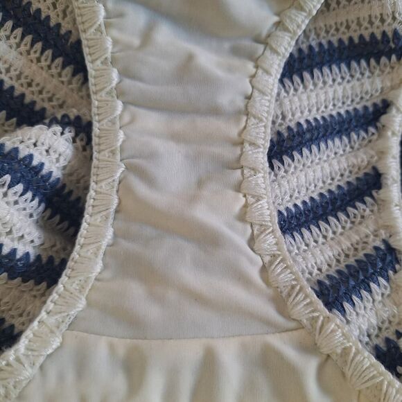 Aerie Cheeky Bikini Bottom Crochet Striped Nautical Boho Coastal Beach XL NEW - Picture 9 of 10